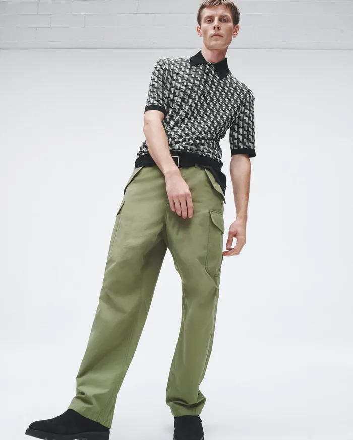 Men Rag and Bone Polos Vaughn Viscose Short Sleeve Polo Army Multi Men Rag and Bone Polos Vaughn Viscose Short Sleeve Polo Army Multi
