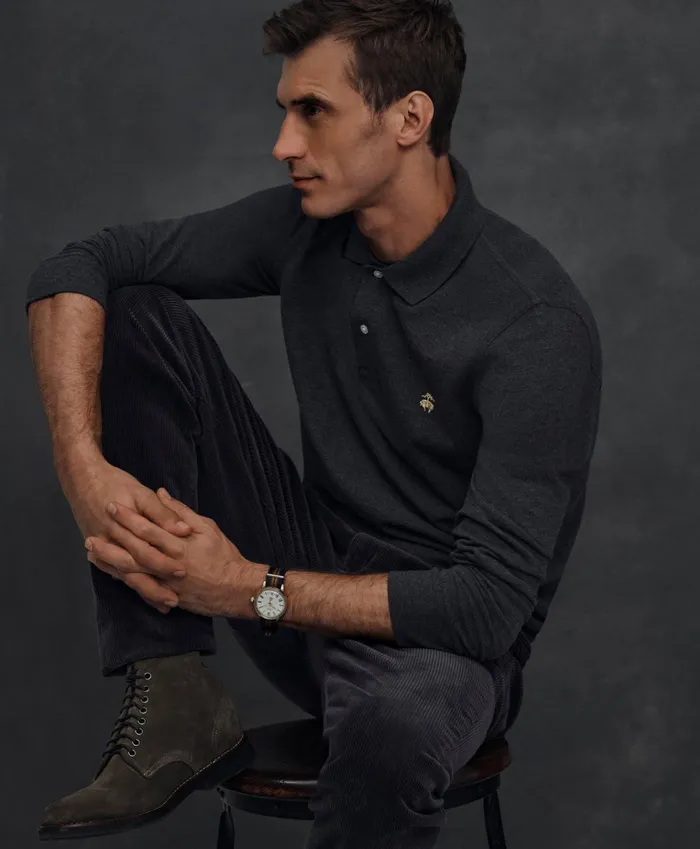 Men Regular Fit Cotton WideWale Corduroy Pants Charcoal Brooks Brothers Chinos and Casual Pants