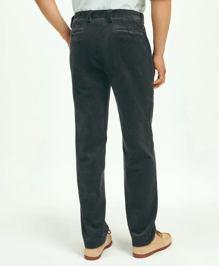 Men Regular Fit Cotton WideWale Corduroy Pants Charcoal Brooks Brothers Chinos and Casual Pants