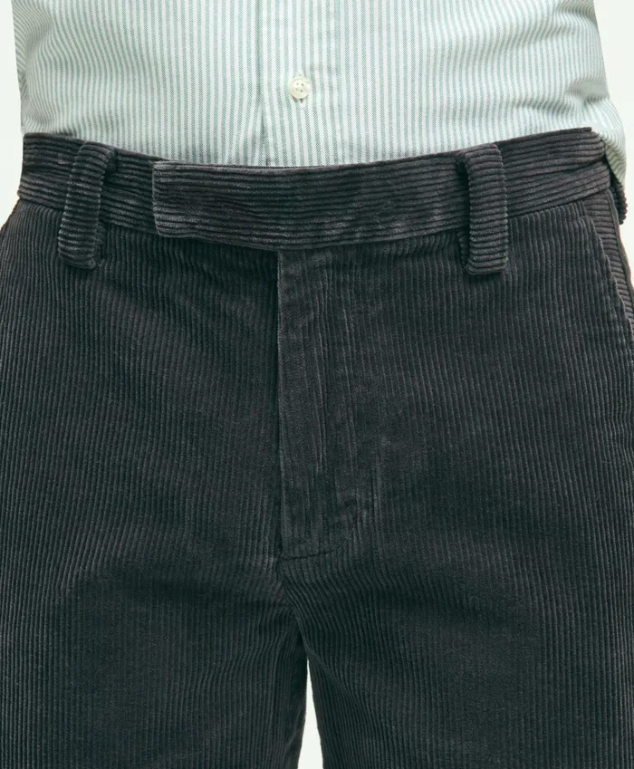 Men Regular Fit Cotton WideWale Corduroy Pants Charcoal Brooks Brothers Chinos and Casual Pants