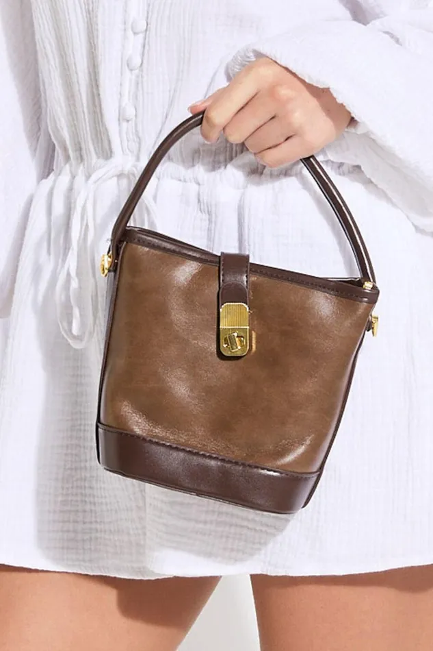 Miami Bag 8211 PU Bucket Mini Tote Bag In Brown Women Showpo Bags