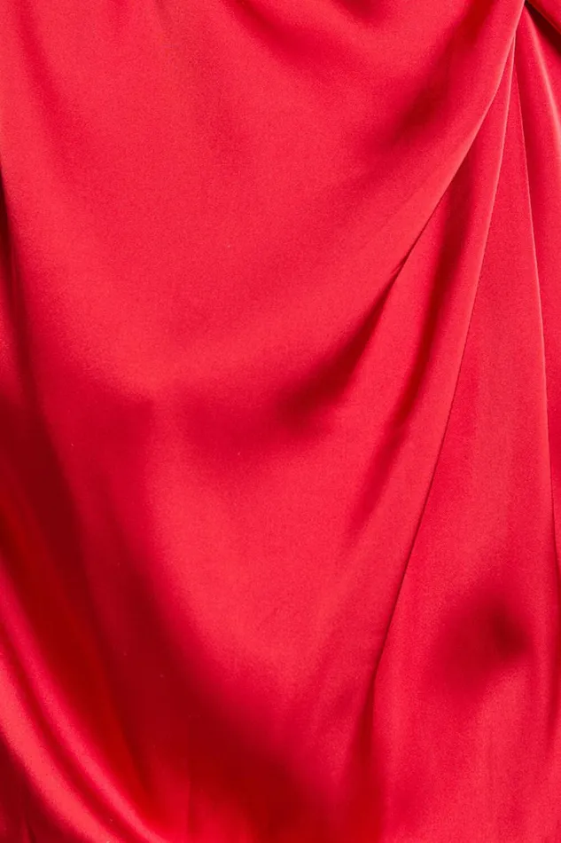 Minnie Midi Dress 8211 Drape Neck Satin Slip Dress In Red Women Showpo Dresses