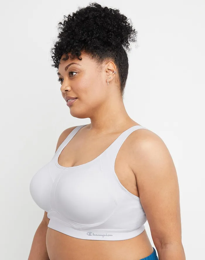 Motion Control Bra Script Logo Plus Size White Women Champion Sports Bras and Bralettes