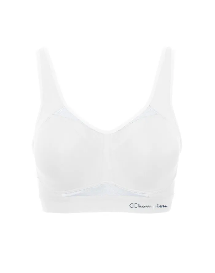 Motion Control Bra Script Logo Plus Size White Women Champion Sports Bras and Bralettes