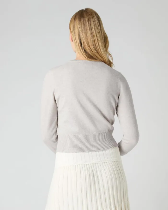 NPeal Cardigans Women Ivy Cropped Cashmere Cardigan Pebble Grey