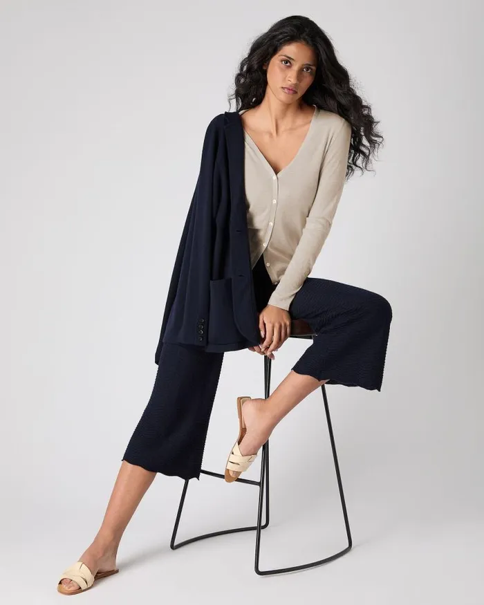 NPeal Cardigans Women Mia Superfine Cashmere V Neck Cardigan Sandstone Brown