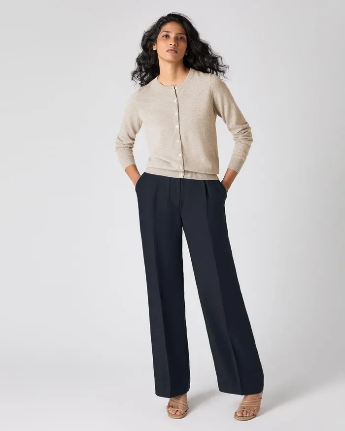 NPeal Cardigans Women Olivia Round Neck Cashmere Cardigan Oatmeal Brown
