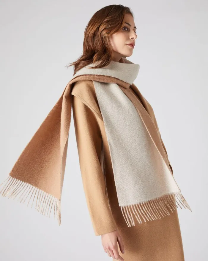 NPeal Cashmere Scarves WomenMen Unisex Doubleface Woven Cashmere Scarf Dark Tan Brown