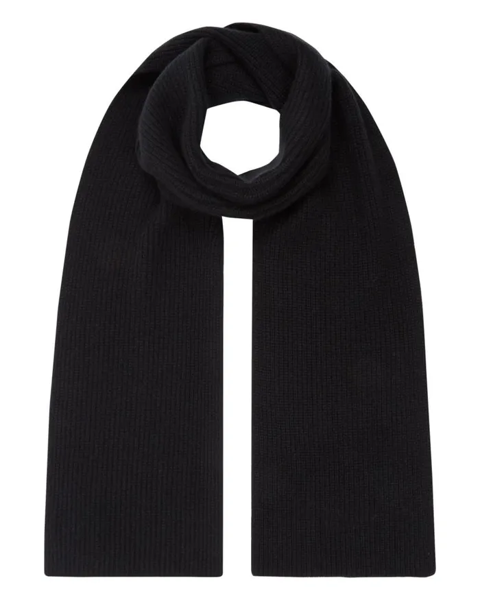 NPeal Cashmere Scarves WomenMen Unisex Ribbed Cashmere Scarf Black