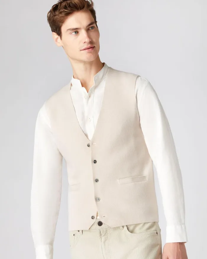 NPeal Gilets and Waistcoats Men The Chelsea Milano Cashmere Waistcoat Almond White