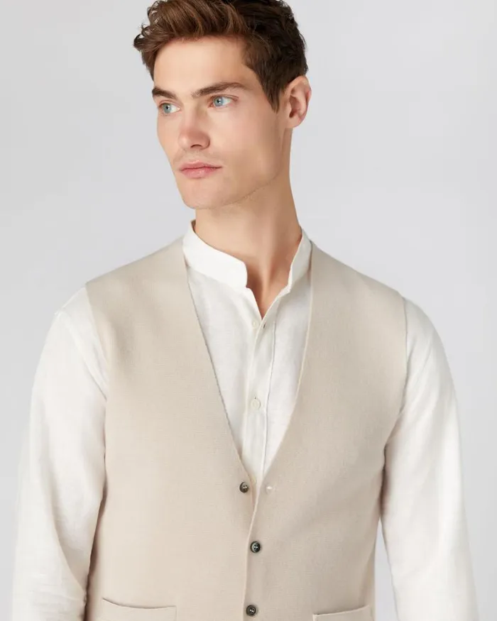 NPeal Gilets and Waistcoats Men The Chelsea Milano Cashmere Waistcoat Almond White