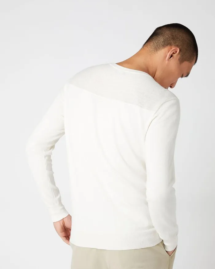 NPeal Jumpers Men 007 Round Neck Cotton Cashmere Henley New Ivory White