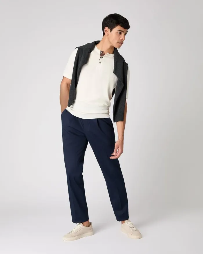 NPeal Polos and Tshirts Men Henley Cotton Cashmere TShirt New Ivory White