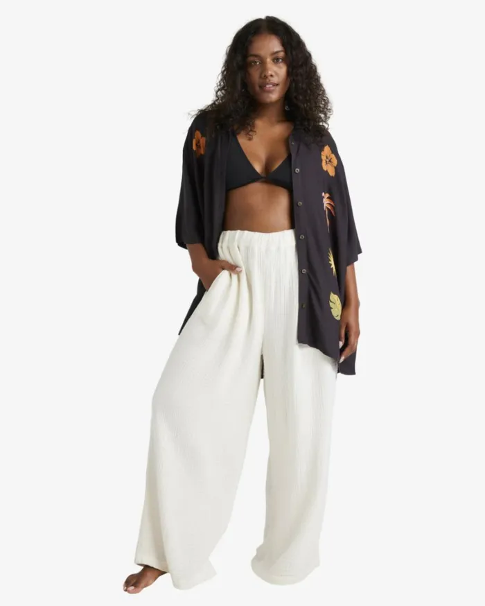 On Vacation Woven Shirt Black Sands Women Billabong Tops