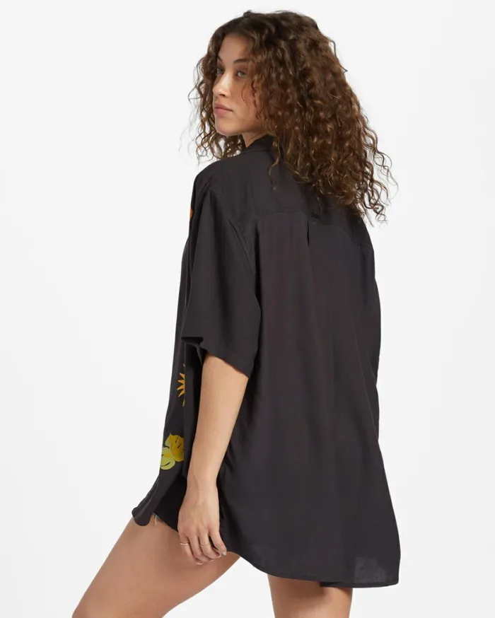 On Vacation Woven Shirt Black Sands Women Billabong Tops