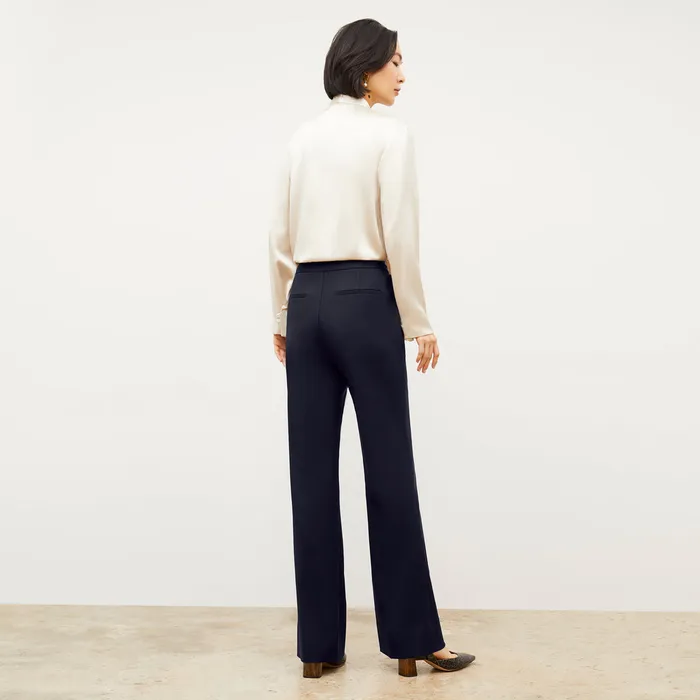 Pants M M LaFleur Women The Horton Flare Trouser 8211 Washable Wool Twill Dark Navy