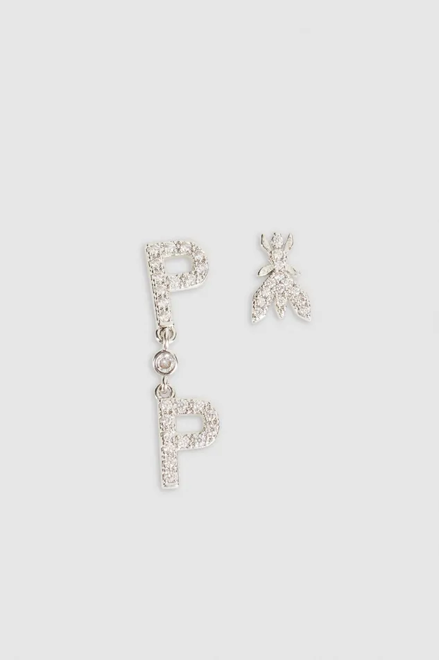 Patrizia Pepe Brass And Glass Earrings Silver Silvercrystal Accessories