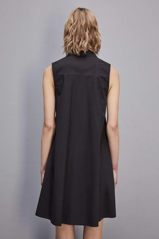 Patrizia Pepe Cotton Chemisier Mini Dress Black Nero Apparel Mini