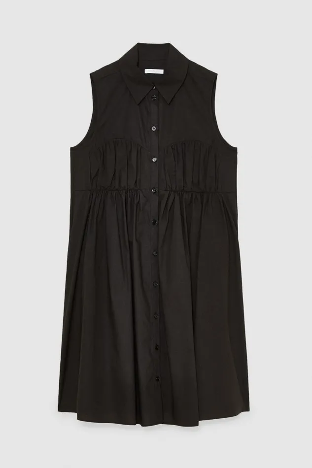 Patrizia Pepe Cotton Chemisier Mini Dress Black Nero Apparel Mini