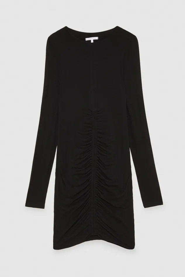 Patrizia Pepe Draped Jersey Dress Black Nero Apparel Mini