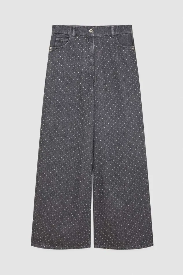 Patrizia Pepe Gray Wide Leg Lowwaisted Jeans With Rhinestones Grey Gray Denim Apparel Jeans Patrizia Pepe Gray Wide Leg Lowwaisted Jeans With Rhinestones Grey Gray Denim Apparel Jeans