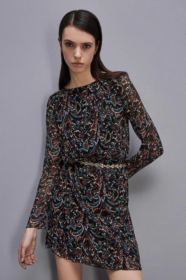 Patrizia Pepe Mini Patterned Dress Black Paisley Soul Apparel Mini
