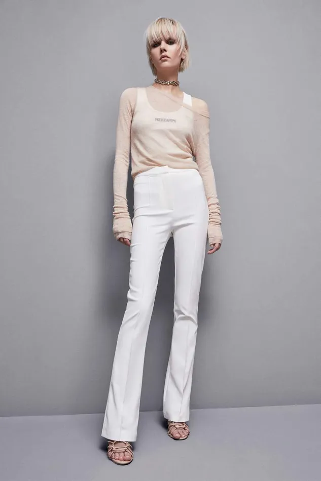 Patrizia Pepe Slim Flare Pants White Bianco Apparel Flared