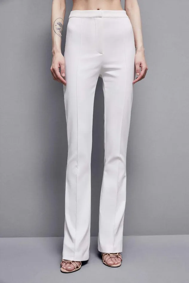 Patrizia Pepe Slim Flare Pants White Bianco Apparel Flared