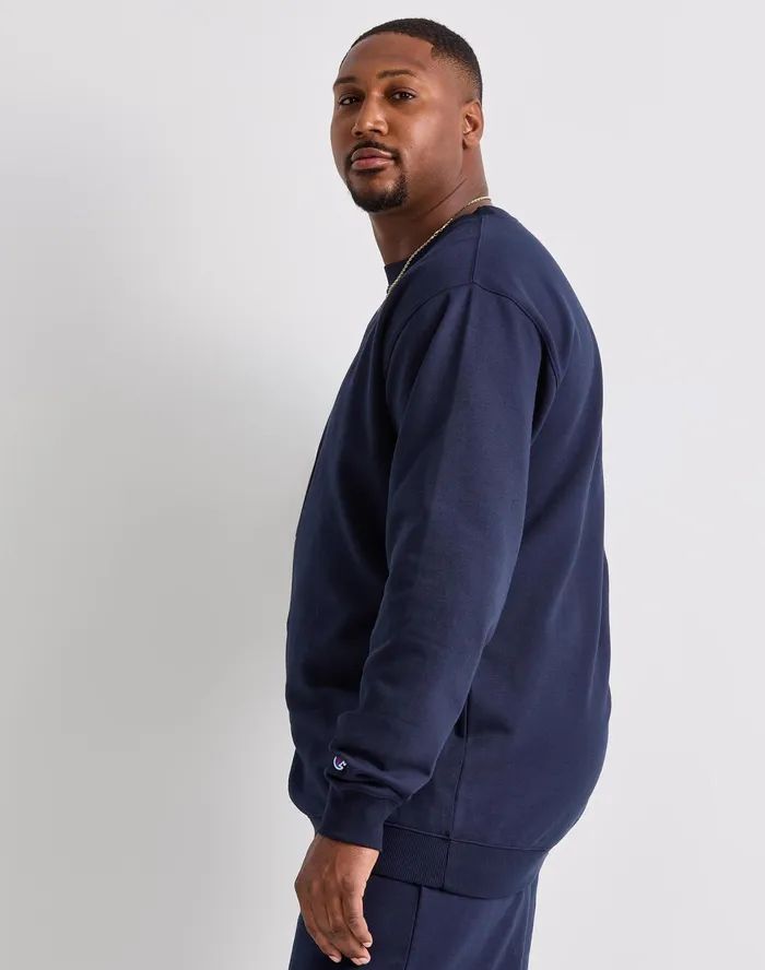 Powerblend Crewneck Sweatshirt C Logo Big and Tall Navy Men Champion Hoodies and Sweatshirts