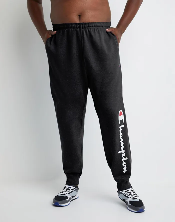 Powerblend Joggers Script Logo Big and Tall Black Men Champion Pants and Joggers
