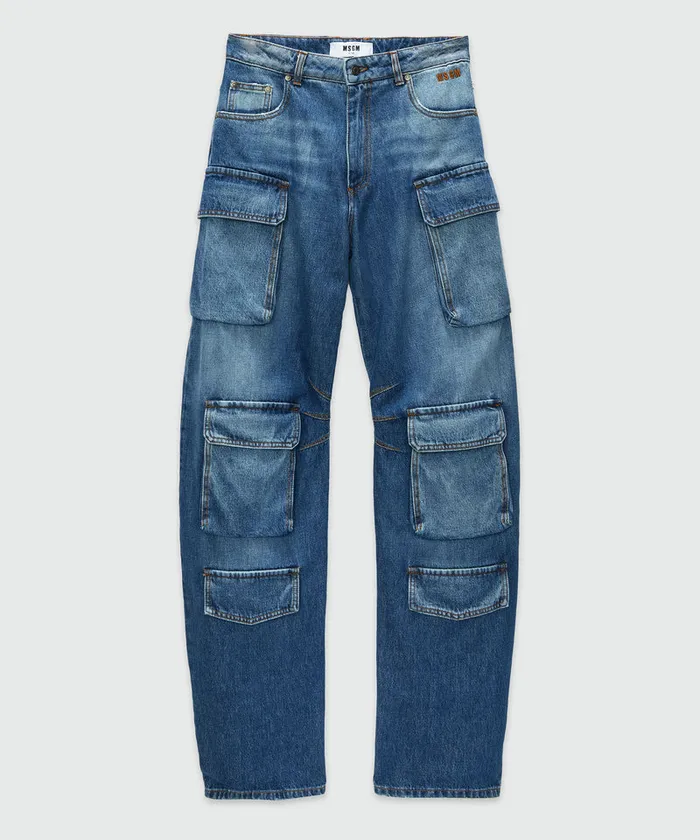 PreWashed Denim Cargo Pants Women MSGM Pants And Shorts