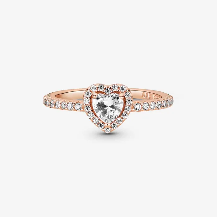 Promise Rings Women Pandora Sparkling Elevated Heart Ring Rose Gold Plated