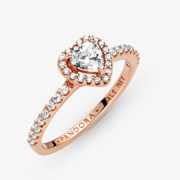 Promise Rings Women Pandora Sparkling Elevated Heart Ring Rose Gold Plated