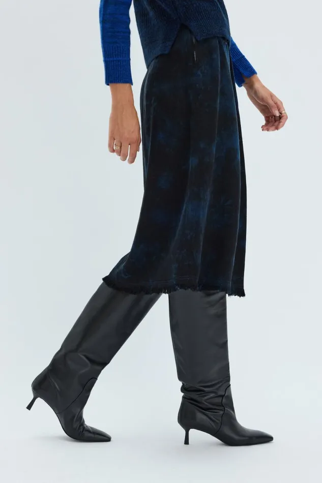 Raquel Allegra Dark Indigo Denim Aurora Skirt Women Tops