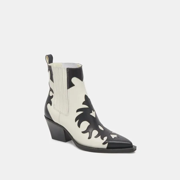 Renia Boots Black White Leather Women Dolce Vita Boots and Booties