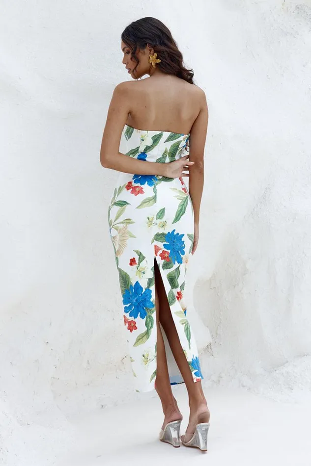 Runaway The Label Evening Dresses ROMINA MIDI DRESS White Floral 8211 Women