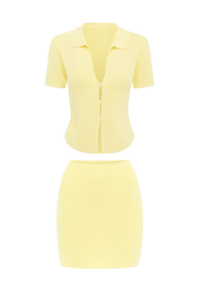 Runaway The Label Skirts THE KNIT MINI SKIRT Butter 8211 Women