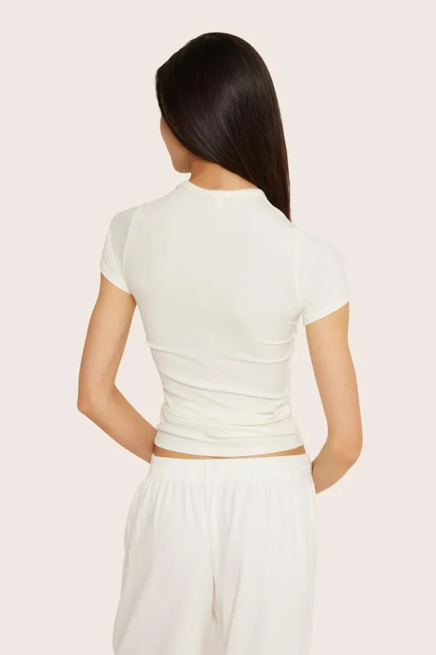 SET ACTIVE Tops Tanks Tees RIBBED MODAL BODY TEE 8211 BLANC 8211 Women