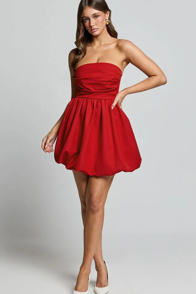 Shaima Mini Dress 8211 Strapless Bubble Hem Dress In Red Women Showpo Curve Clothes