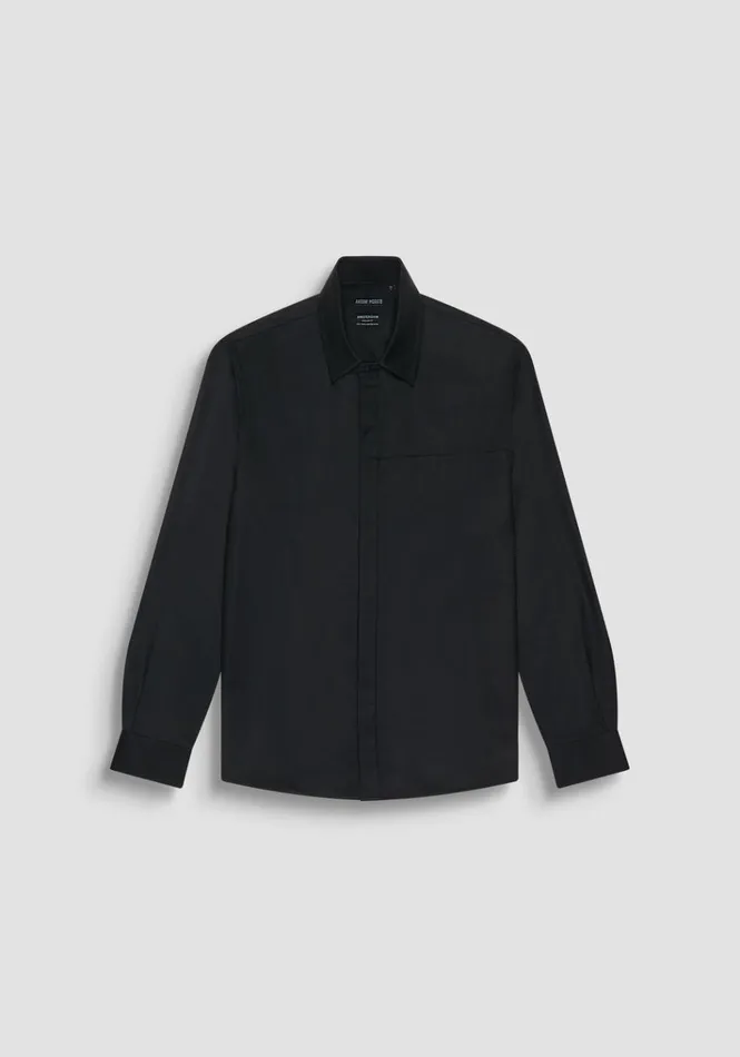 Shirts Men Antony Morato Amsterdam Regular Fit Shirt In Soft Touch Viscose Blend Fabric Black Shirts Men Antony Morato Amsterdam Regular Fit Shirt In Soft Touch Viscose Blend Fabric Black