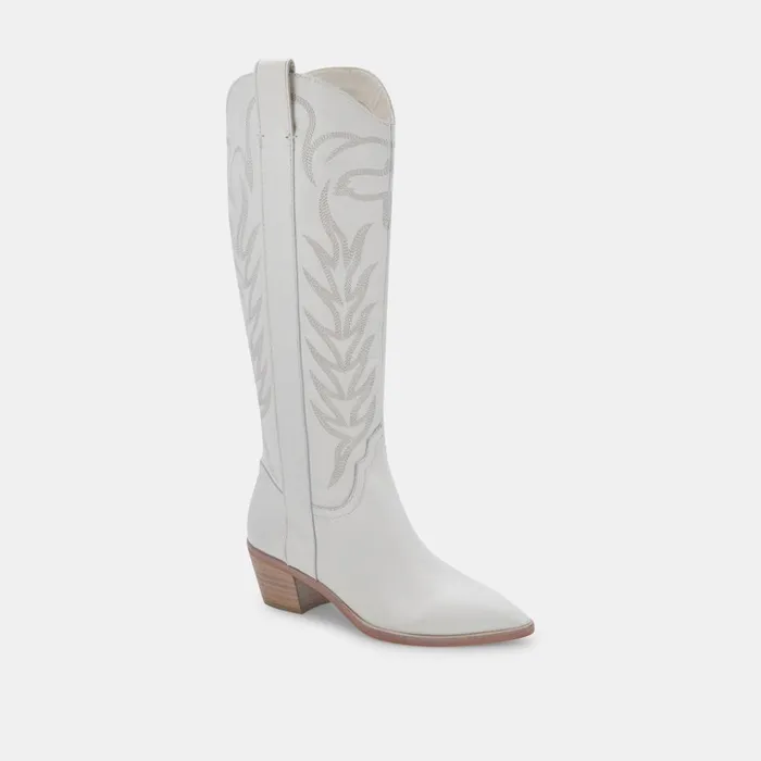 Solei Boots White Leather Women Dolce Vita Boots and Booties