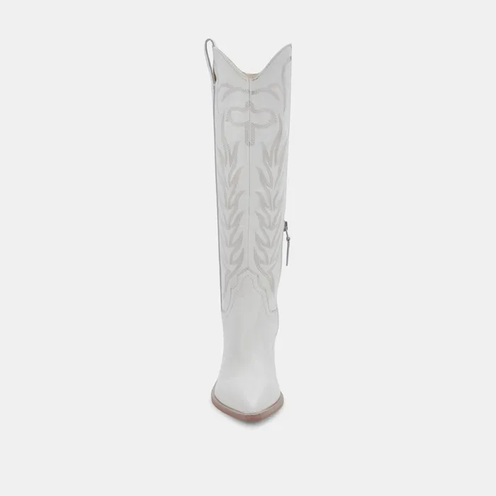 Solei Boots White Leather Women Dolce Vita Boots and Booties