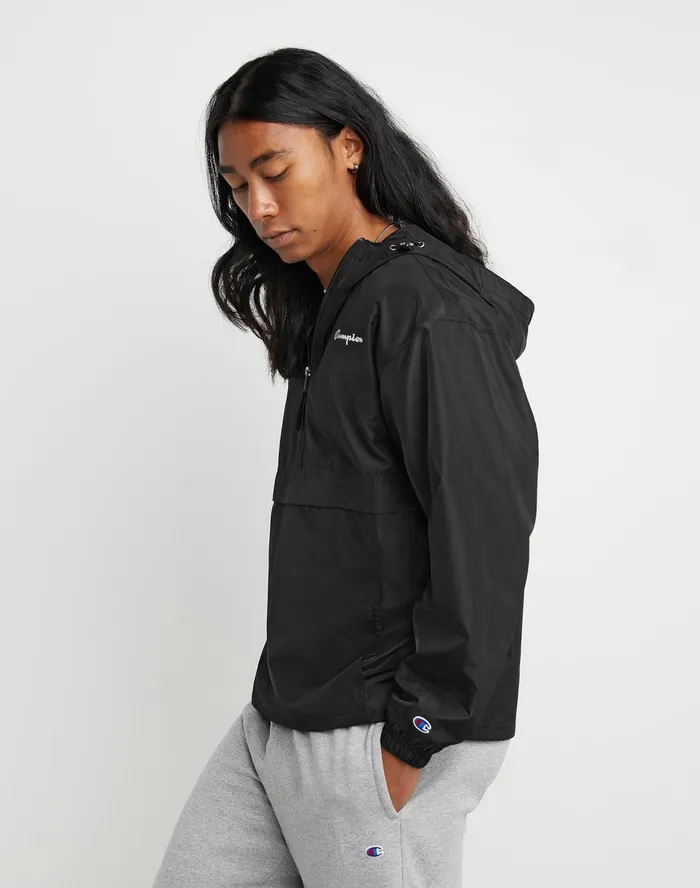 Stadium Packable Jacket Script Logo Black MenWomen Champion Jackets