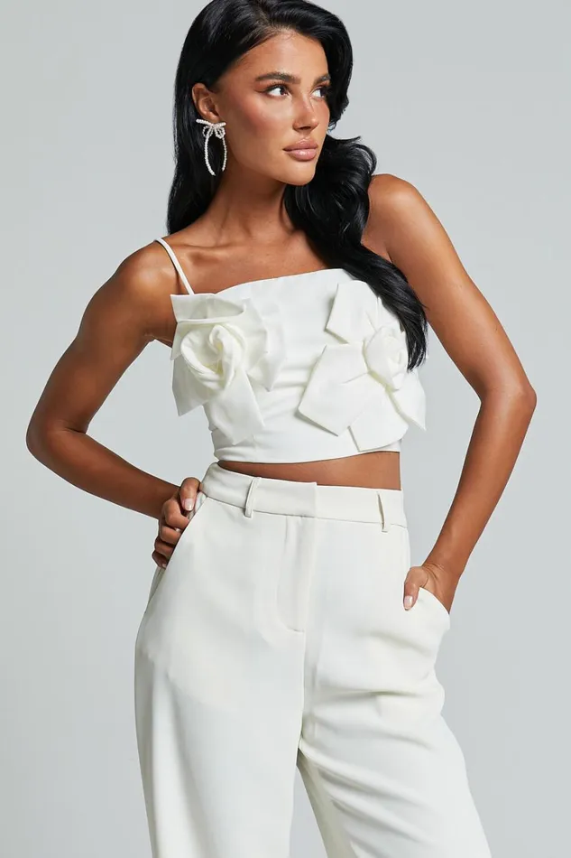 Stephany Top 8211 Floral Applique Cami Top In White Women Showpo Tops