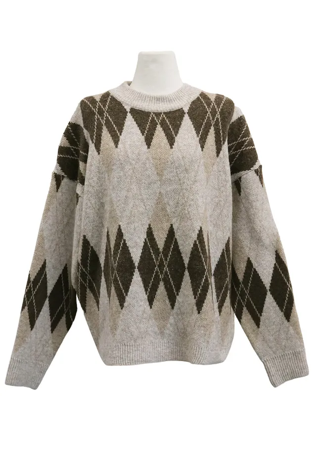 Storets Avery Argyle Sweater Women Sweaters and Knitwears
