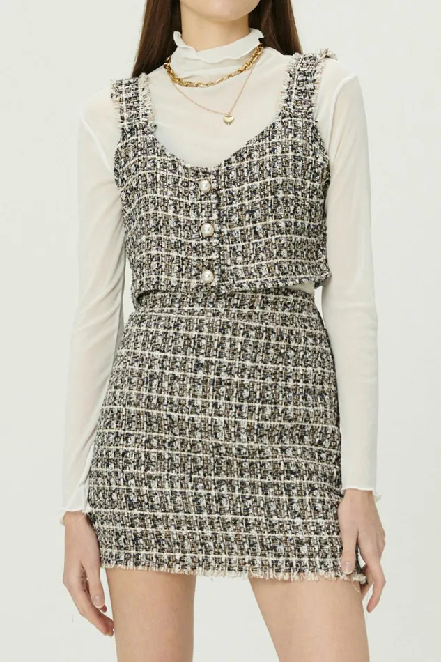 Storets Diana Tweed Crop Top Women Tops