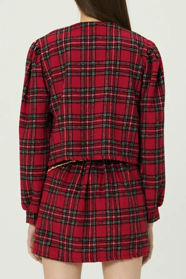 Storets Jasper Collarless Jacket In Plaid Women Jackets and Coats