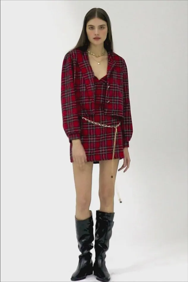 Storets Jasper Collarless Jacket In Plaid Women Jackets and Coats