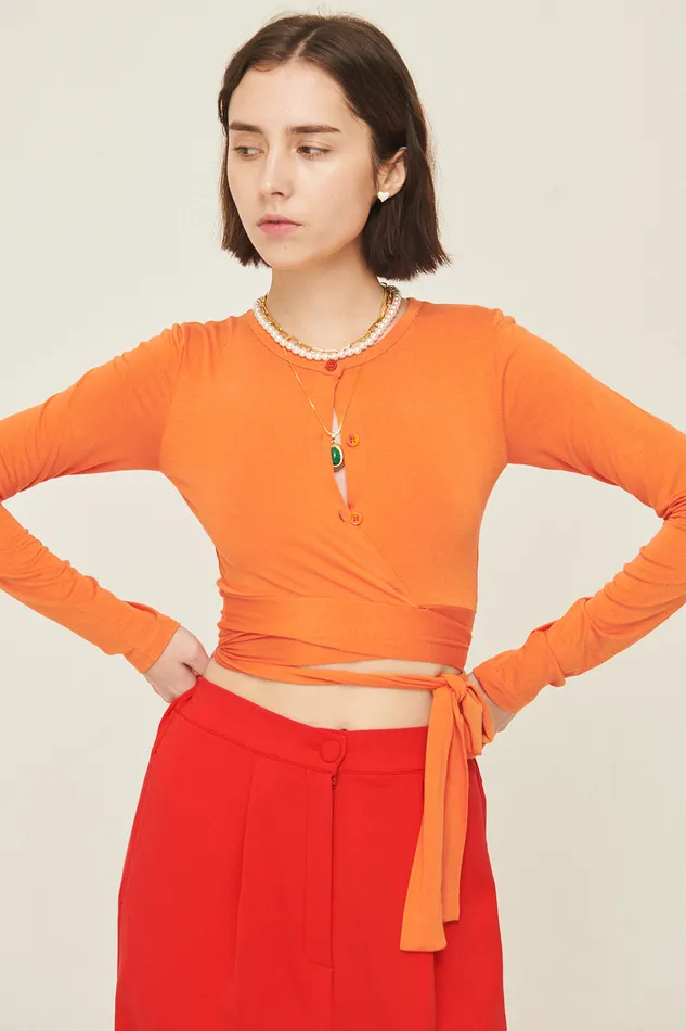 Storets Mely Buttoned Wrap Top Women Tops