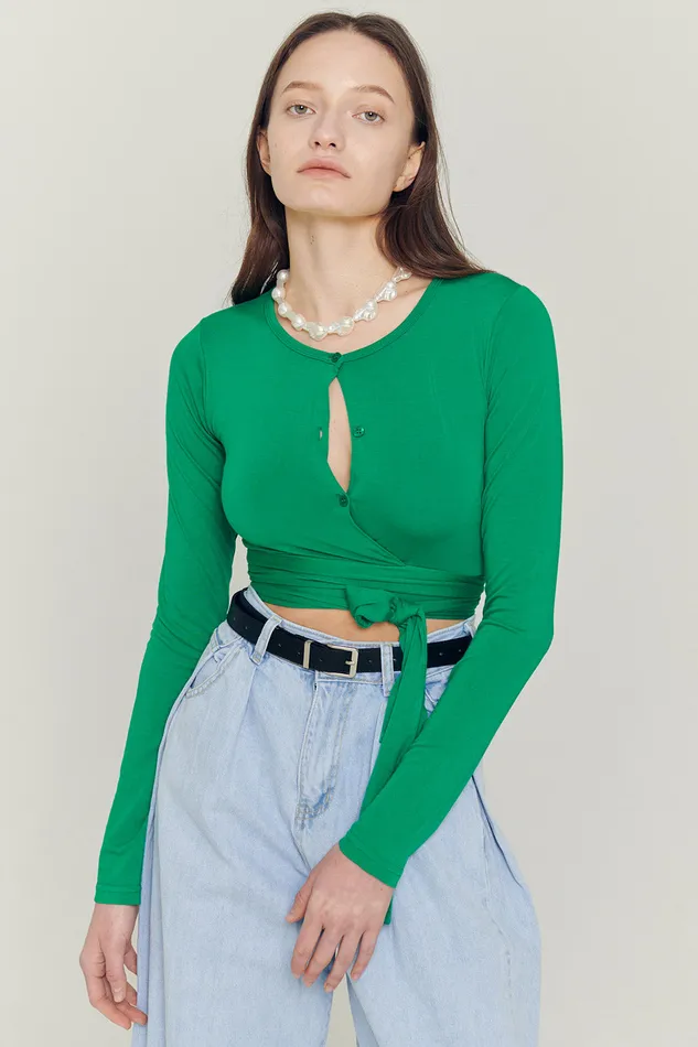 Storets Mely Buttoned Wrap Top Women Tops